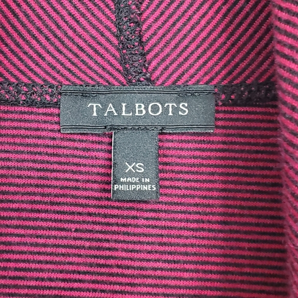 Talbots size xs two sides solid stripe open front cardigan sweater black pink - Picture 3 of 8